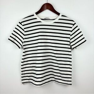 Zara Women's Striped Navy White Shirt Classic Minimalistic Chic Nautical Large